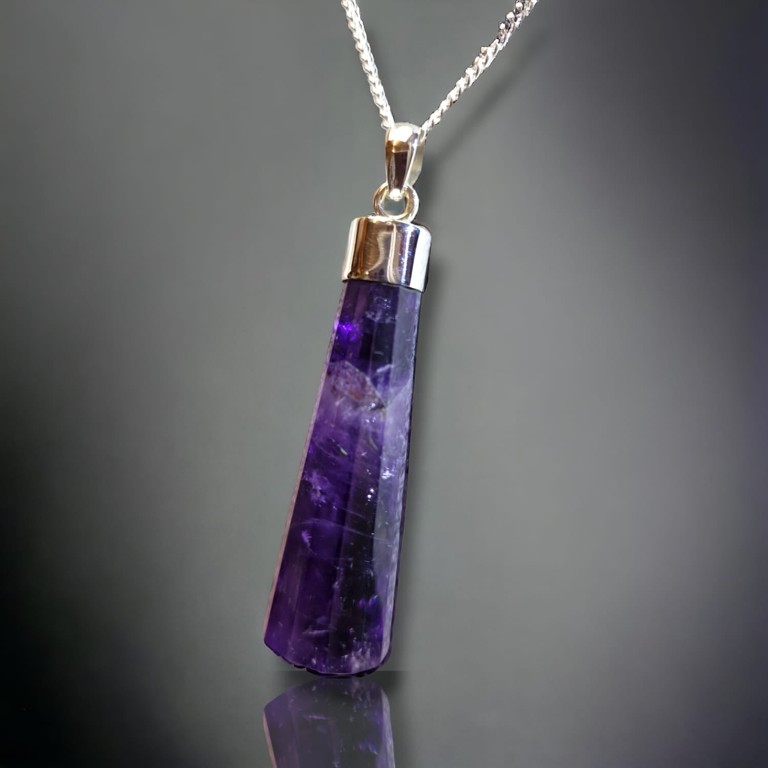 GeoFossils Amethyst Point Sterling Silver Pendant