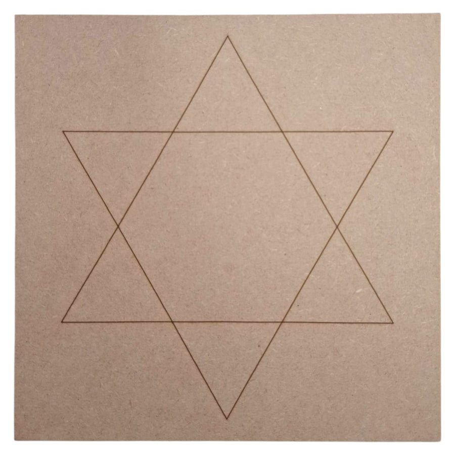 Engraved Heart Chakra Grid made from lightweight wood – designed for crystal healing, emotional balance and love-centred rituals