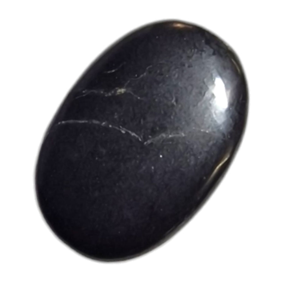 Polished Shungite medium oval – black grounding stone for EMF shielding and Root Chakra support