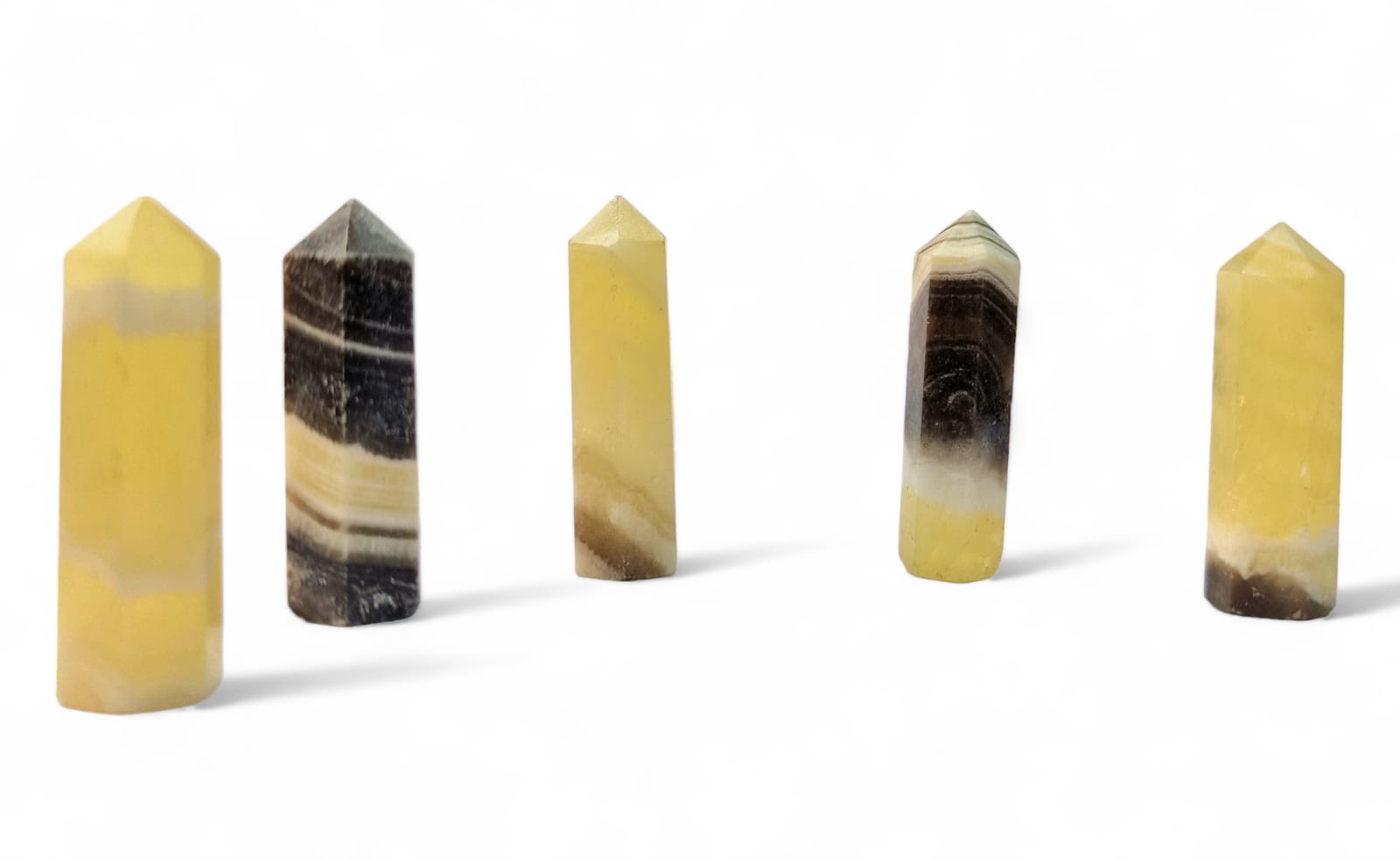 GeoFossils Zebra Calcite Mini Towers Black, Yellow, White approx 30mm tall