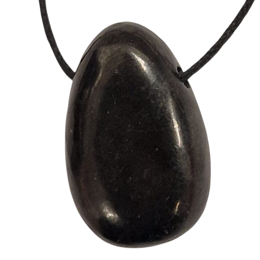 GeoFossils Shungite Drilled Tumble Stone – protective black crystal for grounding and energy shielding