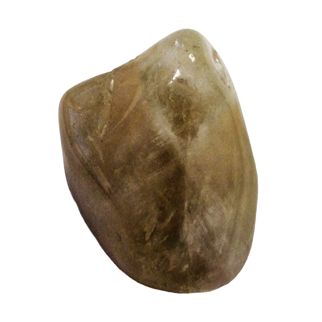 GeoFossils Green Amethyst Tumble Stone – close-up of polished quartz showing soft green and lilac shades