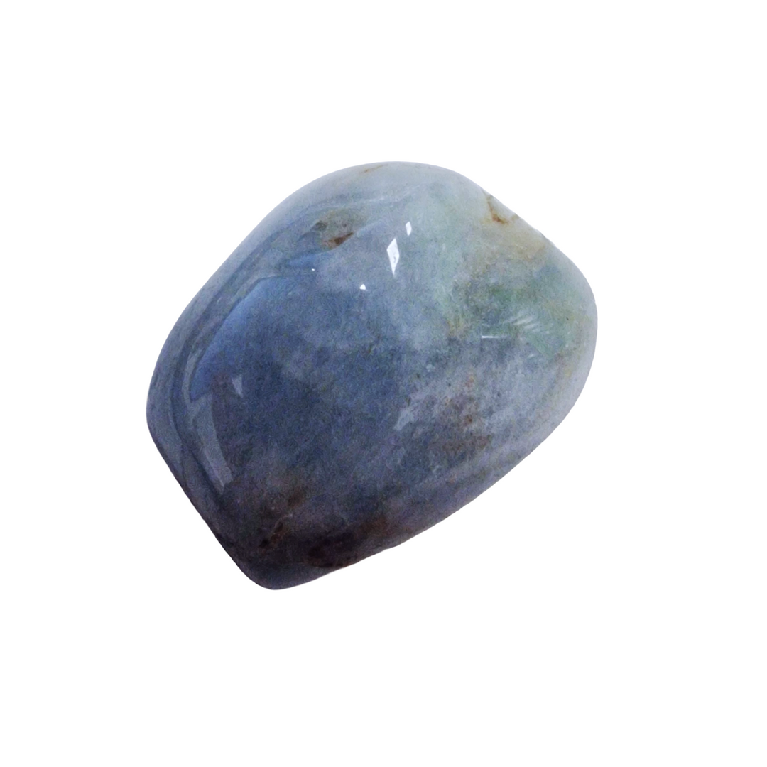 GeoFossils Aquamarine B Grade Tumble Stone – close-up of polished aquamarine showing soft colour tones