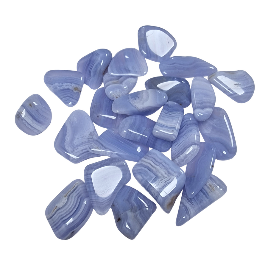 Blue Lace Agate Polished Healing Crystal Tumble Stone – polished tumble stone for crystal healing and meditation