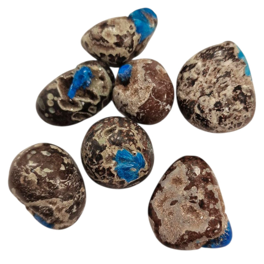 Cavansite with Stilbite in Matrix Tumble Stone – Crystal of Insight, Compassion and Spiritual Awakening – polished tumble stone for crystal healing and meditation