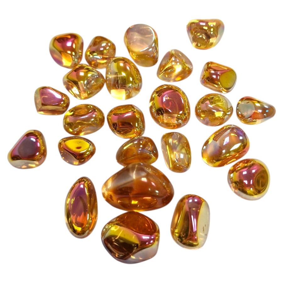 Sunset Aura Quartz Tumble Stone – Enhanced Crystal for Joy, Vitality and Spiritual Radiance – polished tumble stone for crystal healing and meditation