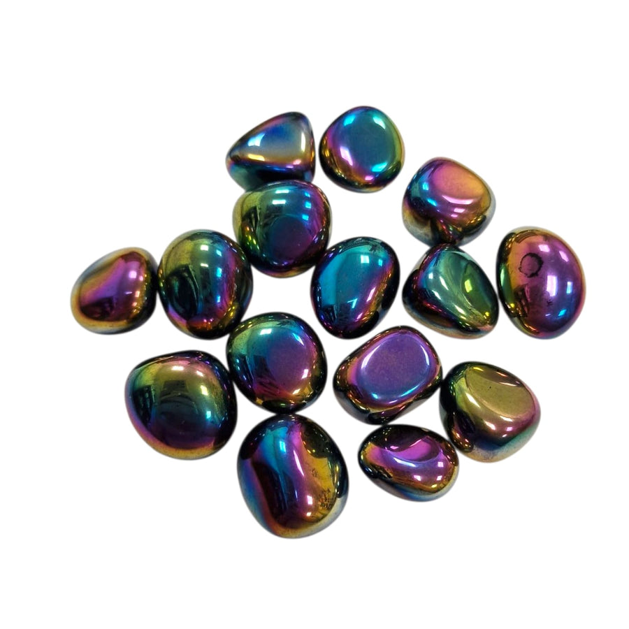 Titanium Flame Aura Quartz Tumble Stone – Enhanced Crystal for Energy, Confidence and Auric Protection – polished tumble stone for crystal healing and meditation