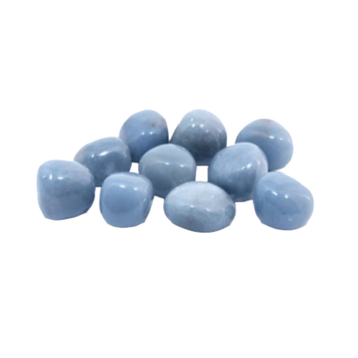 GeoFossils Angelite Tumble Stone – single polished blue anhydrite crystal for communication and awareness