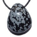 Obsidian - Snowflake Drilled Tumble Stone