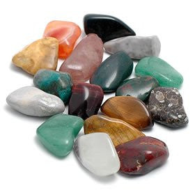 GeoFossils assorted Tumble Stones Green, red, orange, black and blue