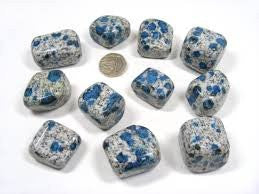 ® K2 Tumble Stone - Lazulite in Granite – polished tumble stone for crystal healing and meditation