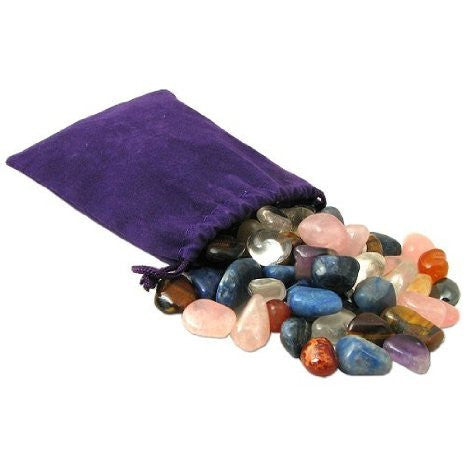Pouch Filled with Tumble Stones – polished tumble stone for crystal healing and meditation