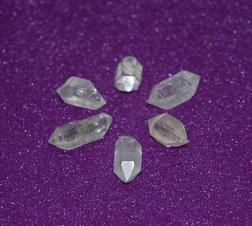 Six Clear Quartz Crystal Double Terminated Points
