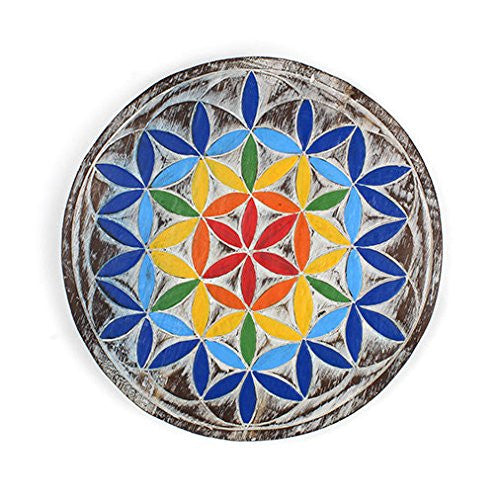 Chakra Flower of Life Wooden Plaque