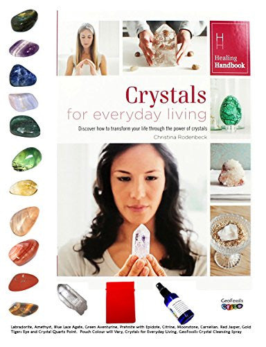 12 Crystals, black, purple, blue, green, yellow, orange, red, spray bottle, pouch and information booklet