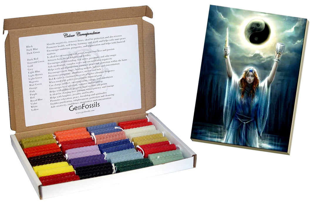 GeoFossils - 40 Witchs Beeswax Candles with Lunar Spellbook