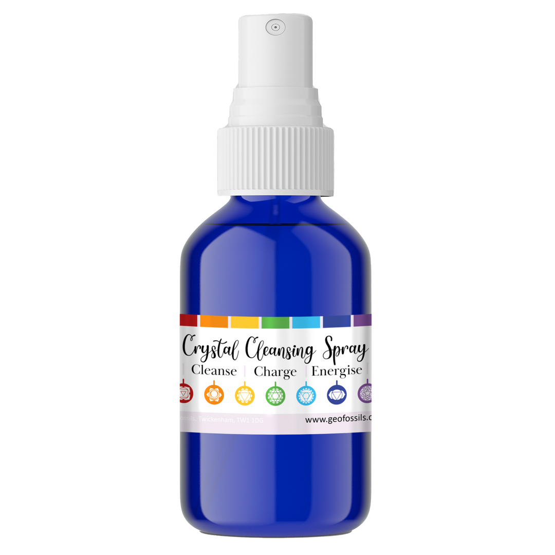 GeoFossils Crystal Cleansing Spray – Smoke-Free Mist with Quartz and Essential Oils for Energetic Purification
