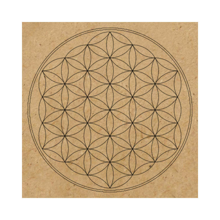 Sacred Geometry Wooden Crystal Grid Plate - Flower of Life MDF