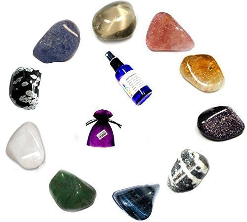 Crystal Tumble Stone Set of 10 Healing Tumble Stones - (Kit 4/6) – polished tumble stone for crystal healing and meditation