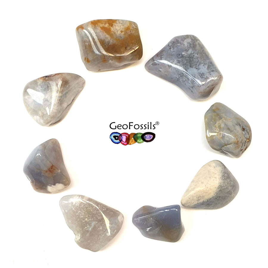 Blue Moss Agate Polished Healing Crystal Tumble Stone – polished tumble stone for crystal healing and meditation