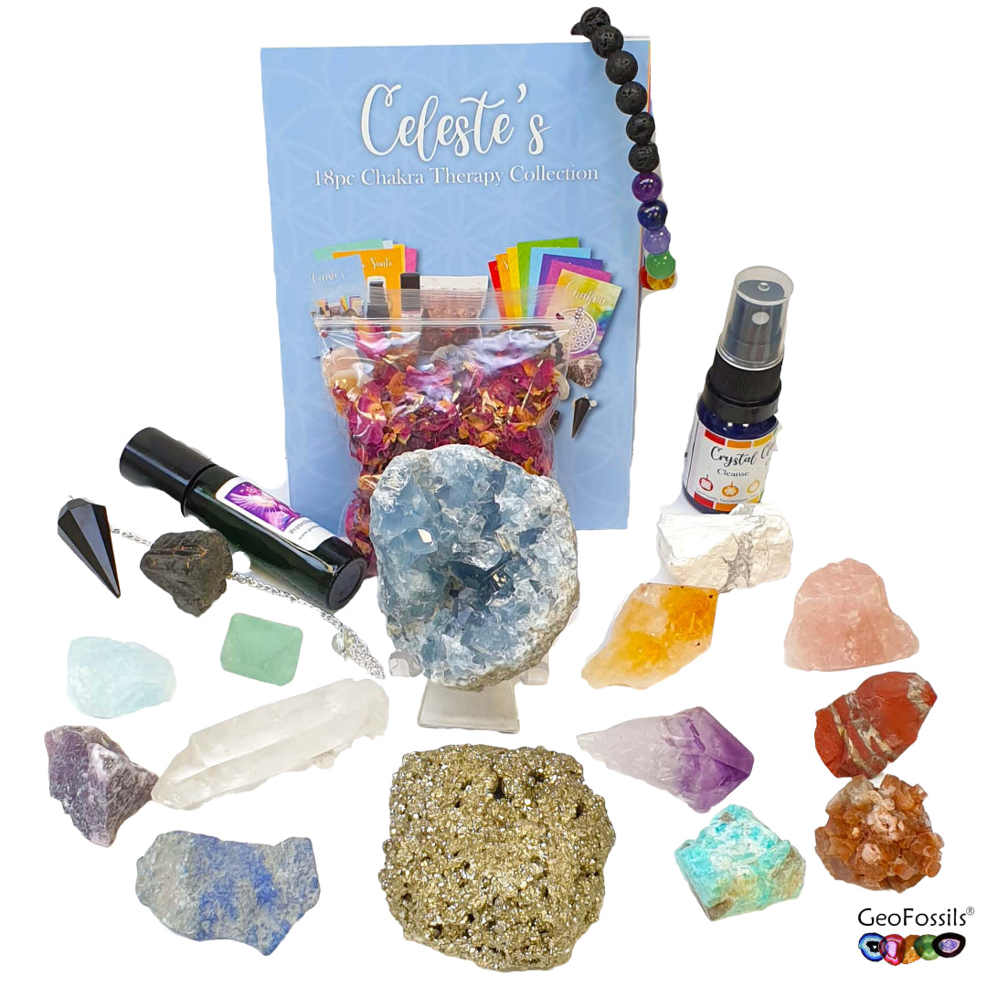 GeoFossils Celeste 18pc Chakra Therapy Collection
