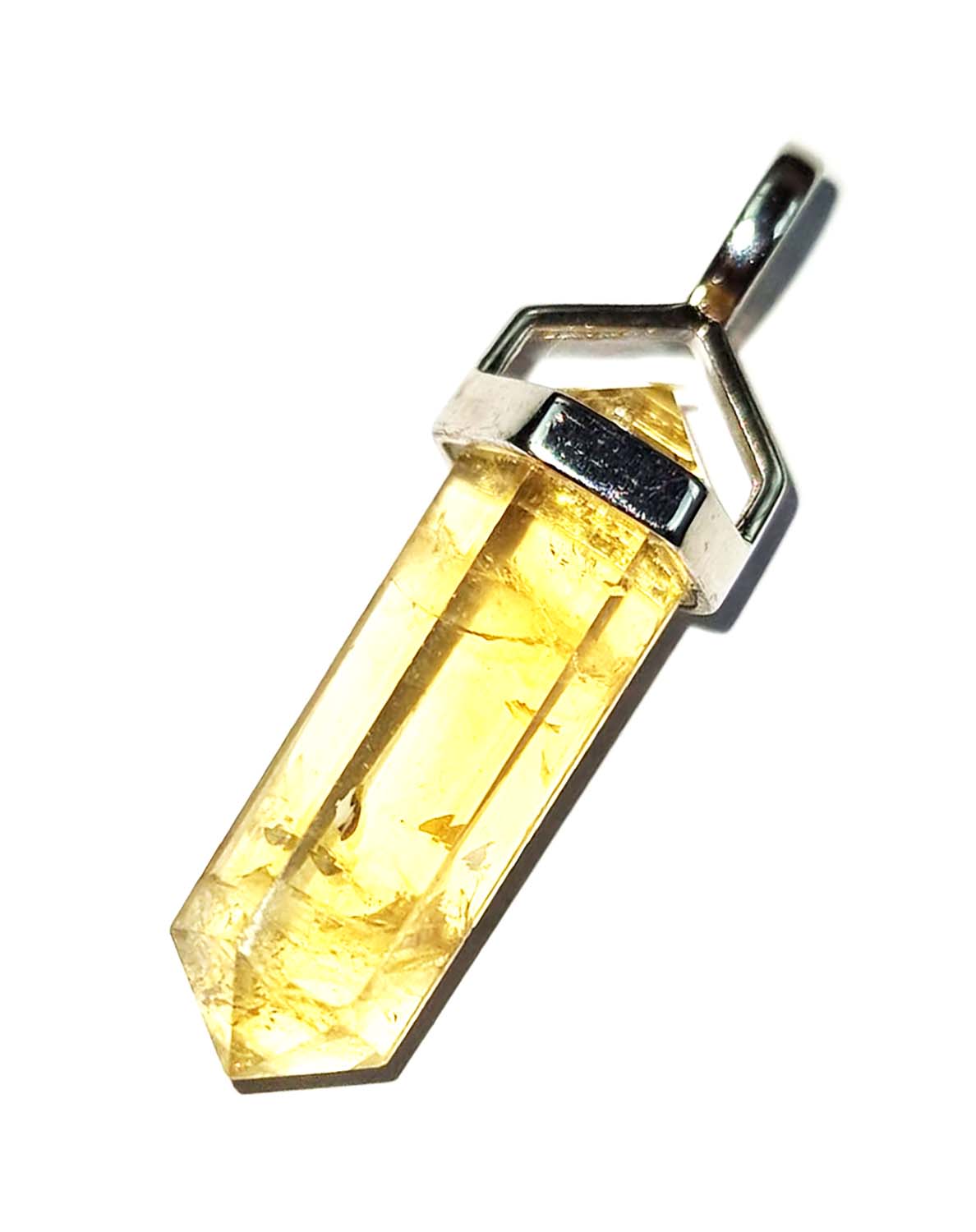 GeoFossils Golden Citrine Sterling silver Double Terminated Pendant
