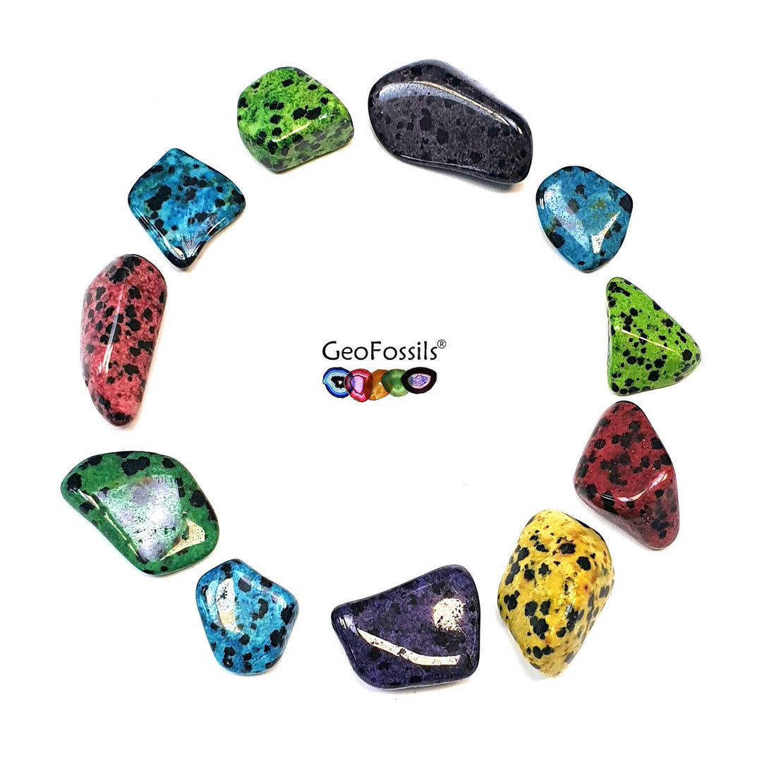 Dyed Dalmatian Stone Polished Healing Crystal Tumble Stone – polished tumble stone for crystal healing and meditation