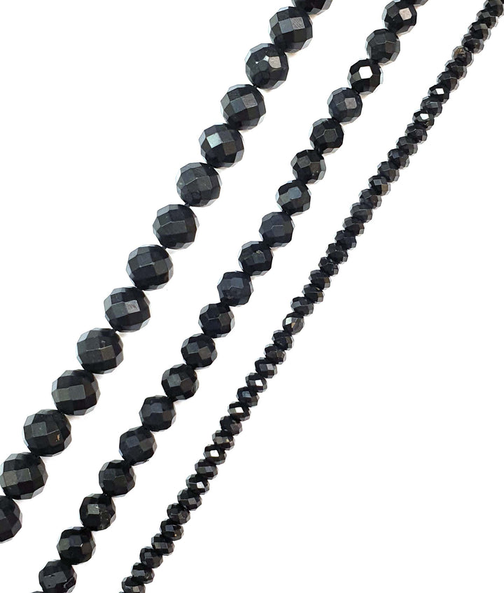 High-grade AA faceted Shungite beads – available in 4mm, 6mm, and 8mm sizes