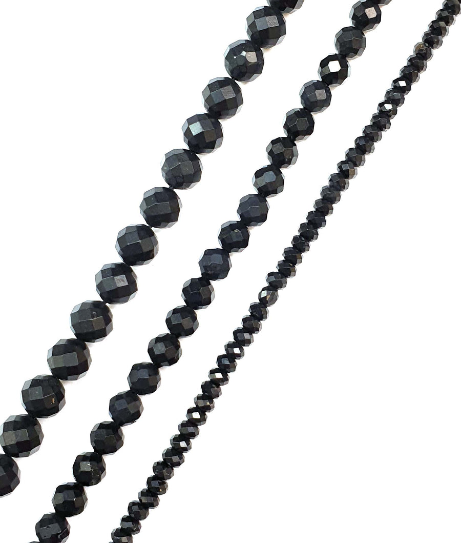 High-grade AA faceted Shungite beads – available in 4mm, 6mm, and 8mm sizes
