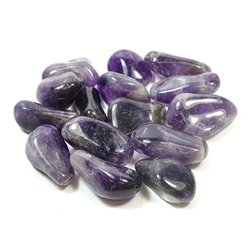 GeoFossils Amethyst Tumble Stones – group of polished purple quartz crystals in varied tones