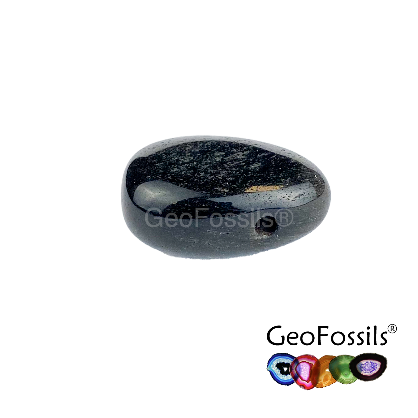 Geofossils Obsidian - Silver Sheen Drilled Tumble Stone