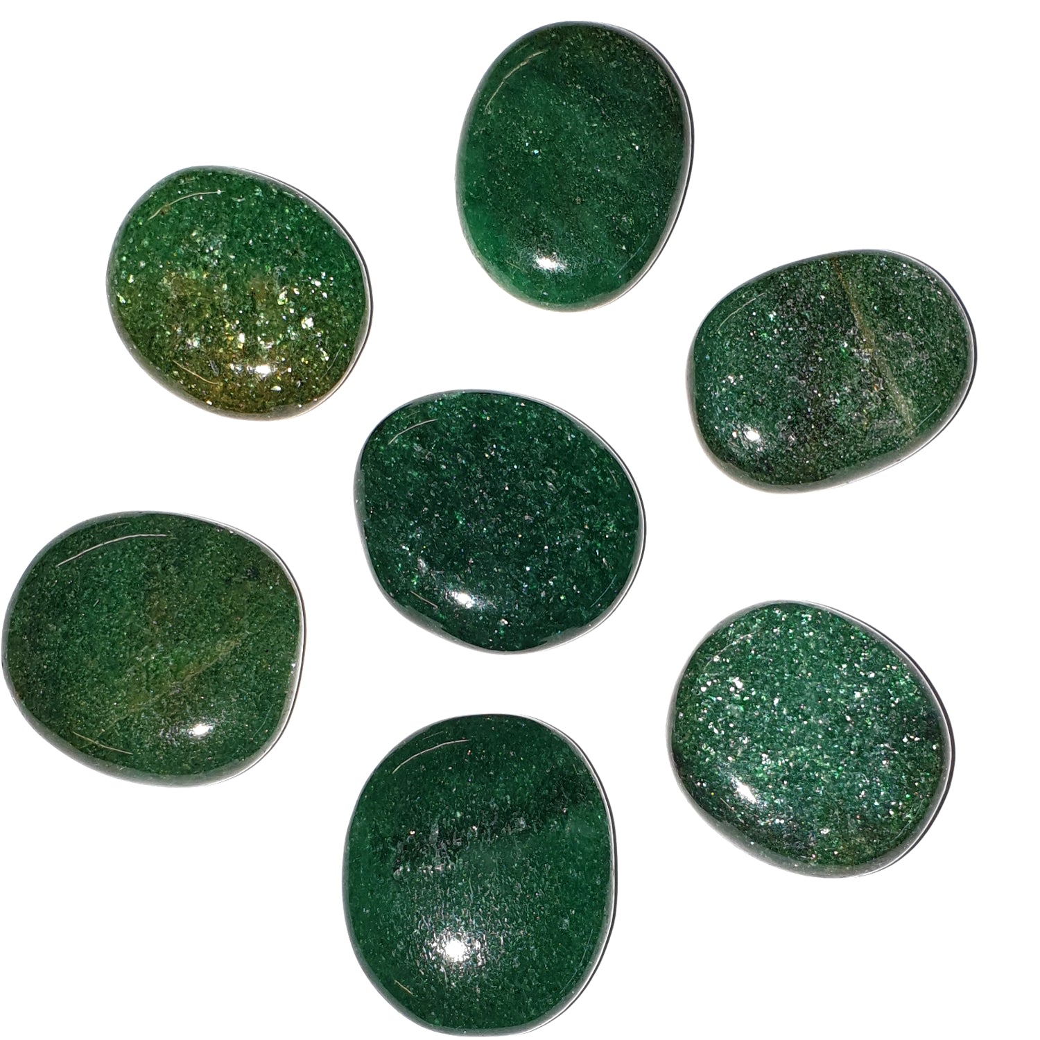 Aventurine Mini Ovals are approx 20mm long.  Each Oval has been hand polished.  Aventurine provides a balance of yin yang energies, enhancing creativity, supplementing motivation in activities and promoting a pioneering outlook.  Aventurine is an abundance stone when placed within the home encourages everyone to have the same outlook.