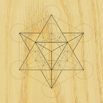 Sacred Geometry Wooden Crystal Grid Plate - Merkaba