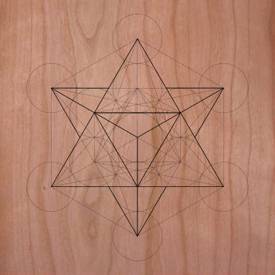 Sacred Geometry Wooden Crystal Grid Plate - Merkaba