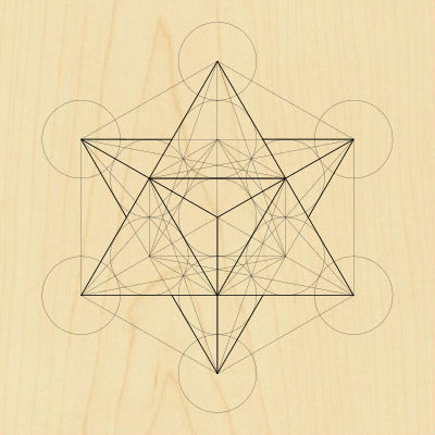 Sacred Geometry Wooden Crystal Grid Plate - Merkaba
