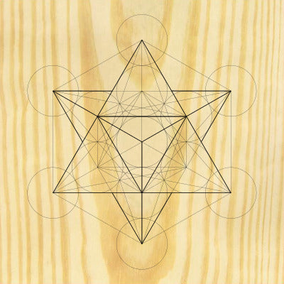 Sacred Geometry Wooden Crystal Grid Plate - Merkaba
