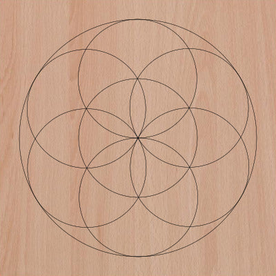 Sacred Geometry Wooden Crystal Grid Plate - Seed of Life