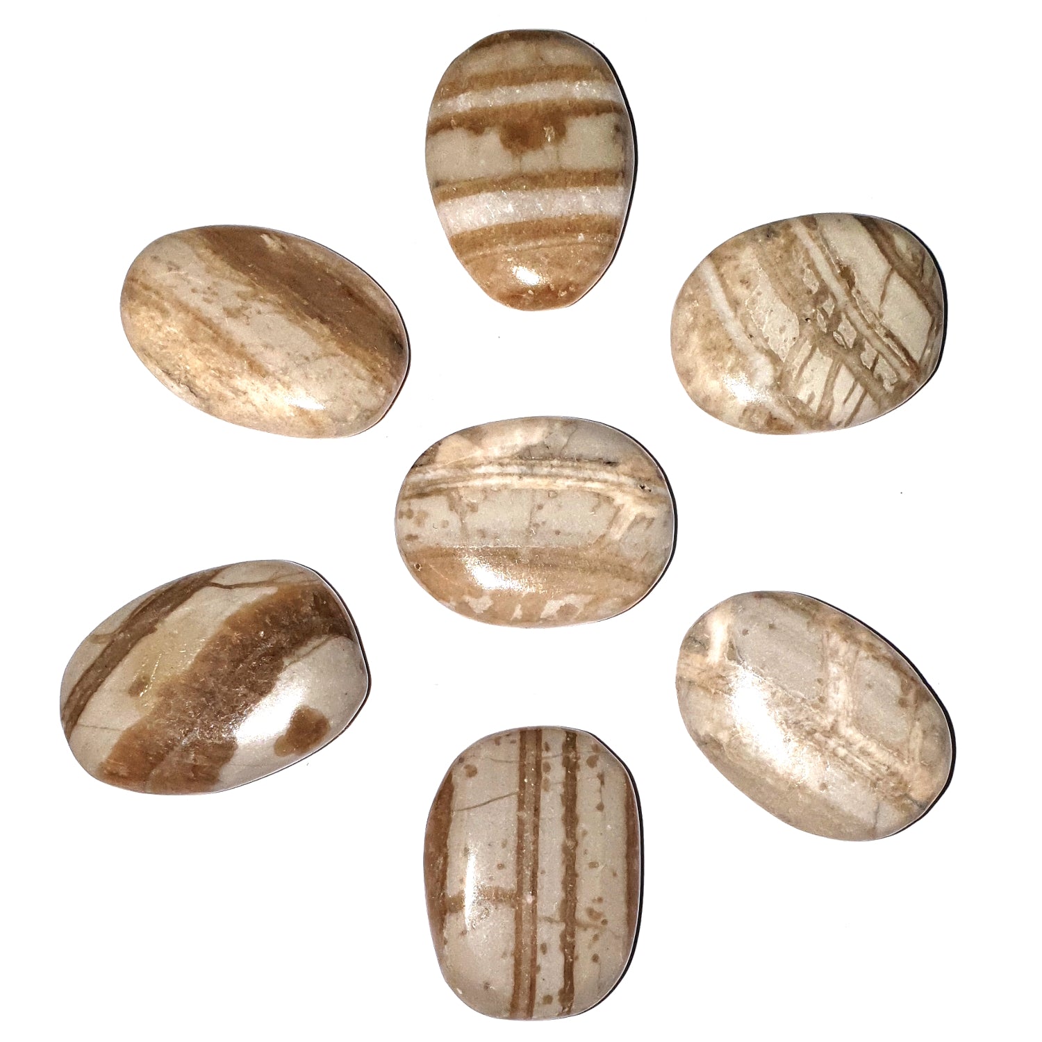 Aragonite Mini Ovals are approx 20mm long.  Each Oval has been hand polished.  Aragonite is an excellent crystal for centring oneself, especially helpful during times of stress and anger. Particularly helpful in preparation for meditation.