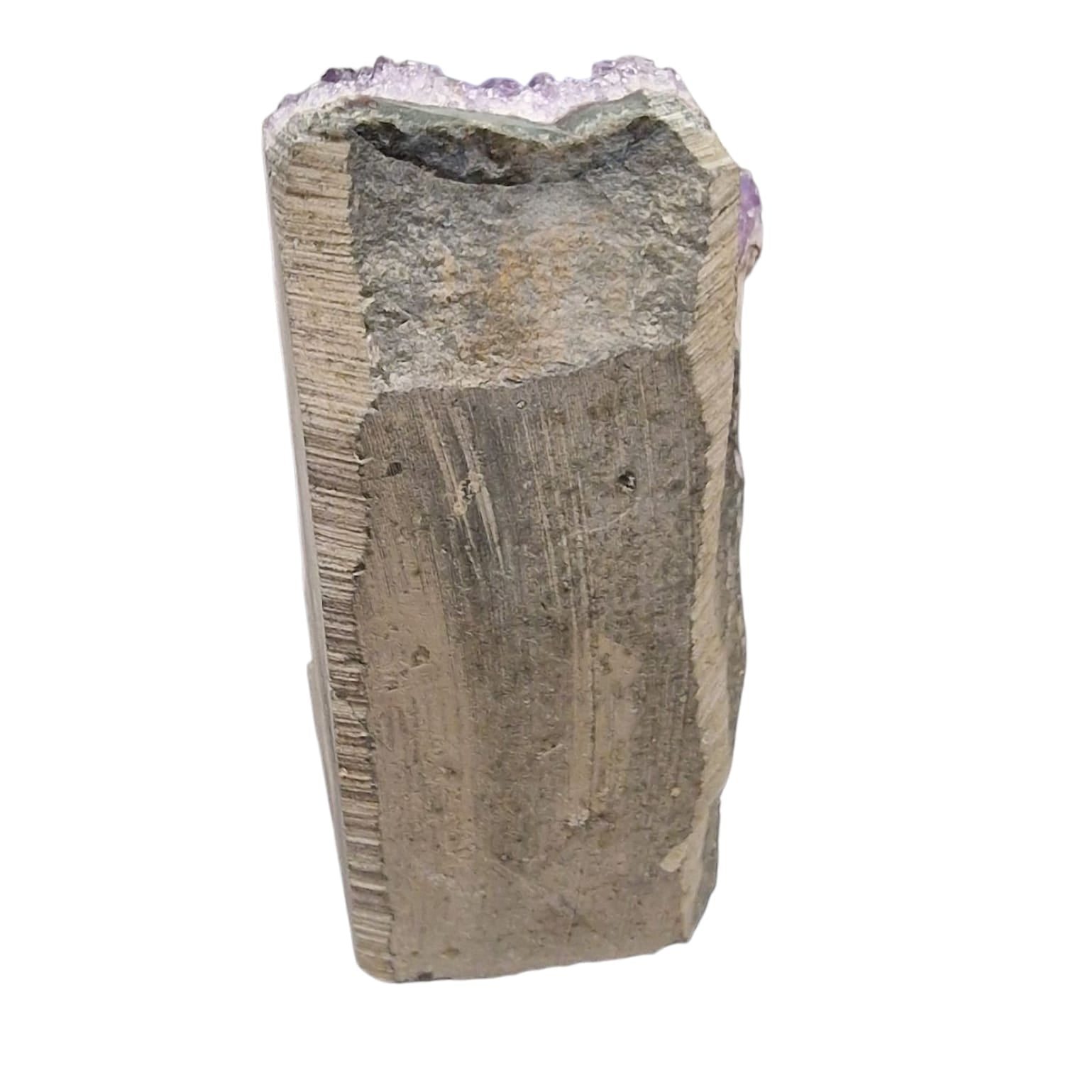 GeoFossils Amethyst Free Form with polished base, a raw standing crystal for calming energy and spiritual alignment.