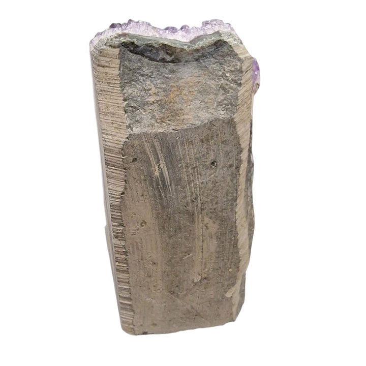 GeoFossils Amethyst Free Form with polished base, a raw standing crystal for calming energy and spiritual alignment.