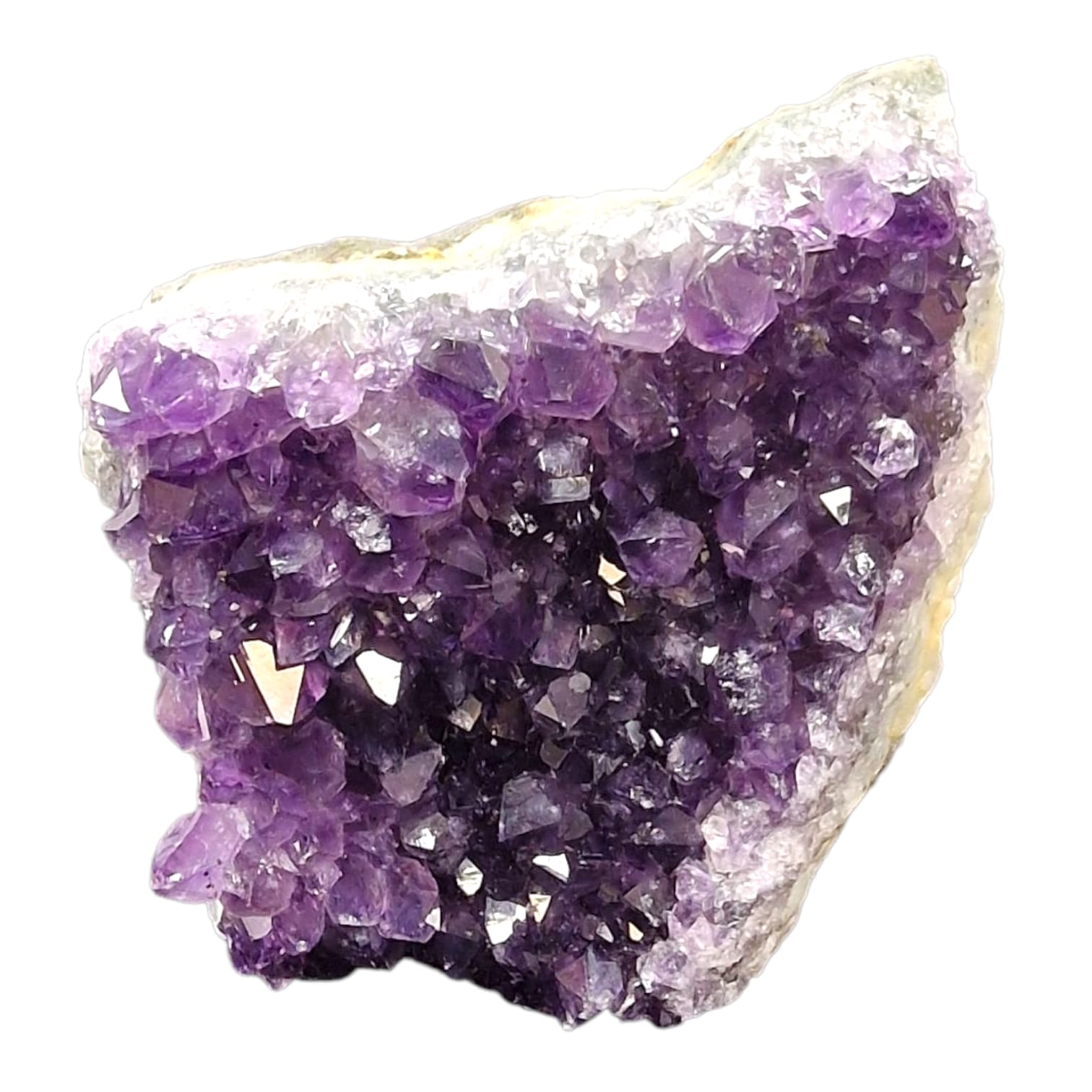 GeoFossils Amethyst Free Form with polished base, a raw standing crystal for calming energy and spiritual alignment.