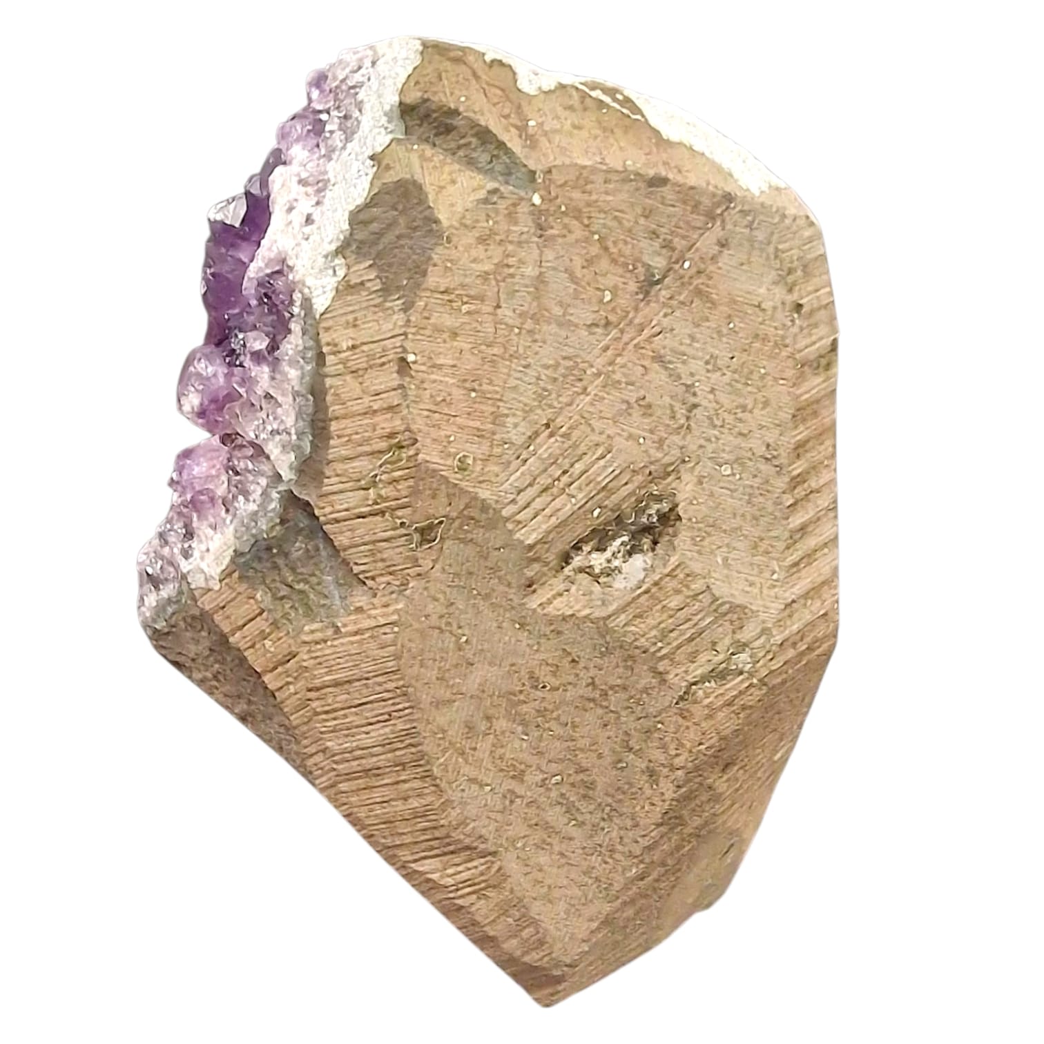 GeoFossils Amethyst Free Form with polished base, a raw standing crystal for calming energy and spiritual alignment.