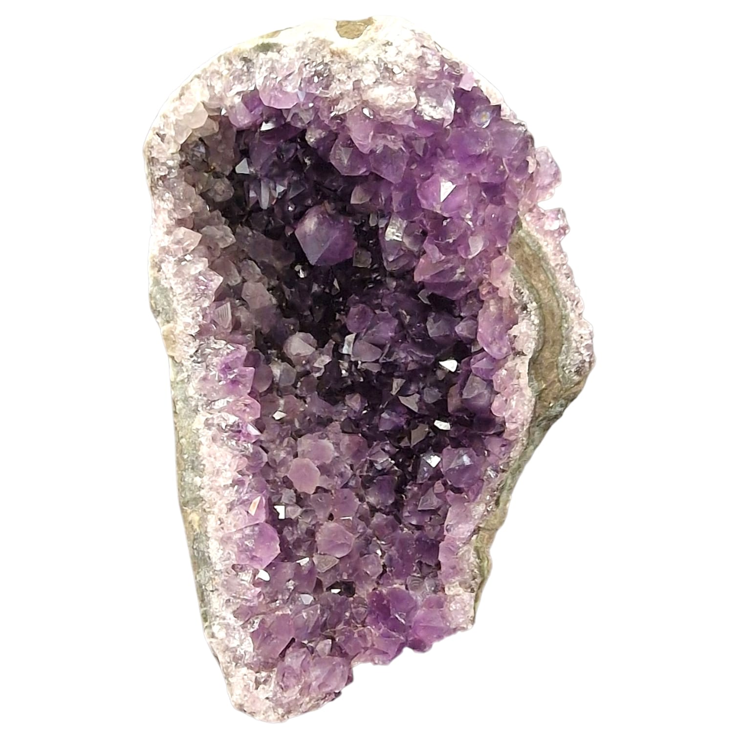 GeoFossils Amethyst Free Form with polished base, a raw standing crystal for calming energy and spiritual alignment.