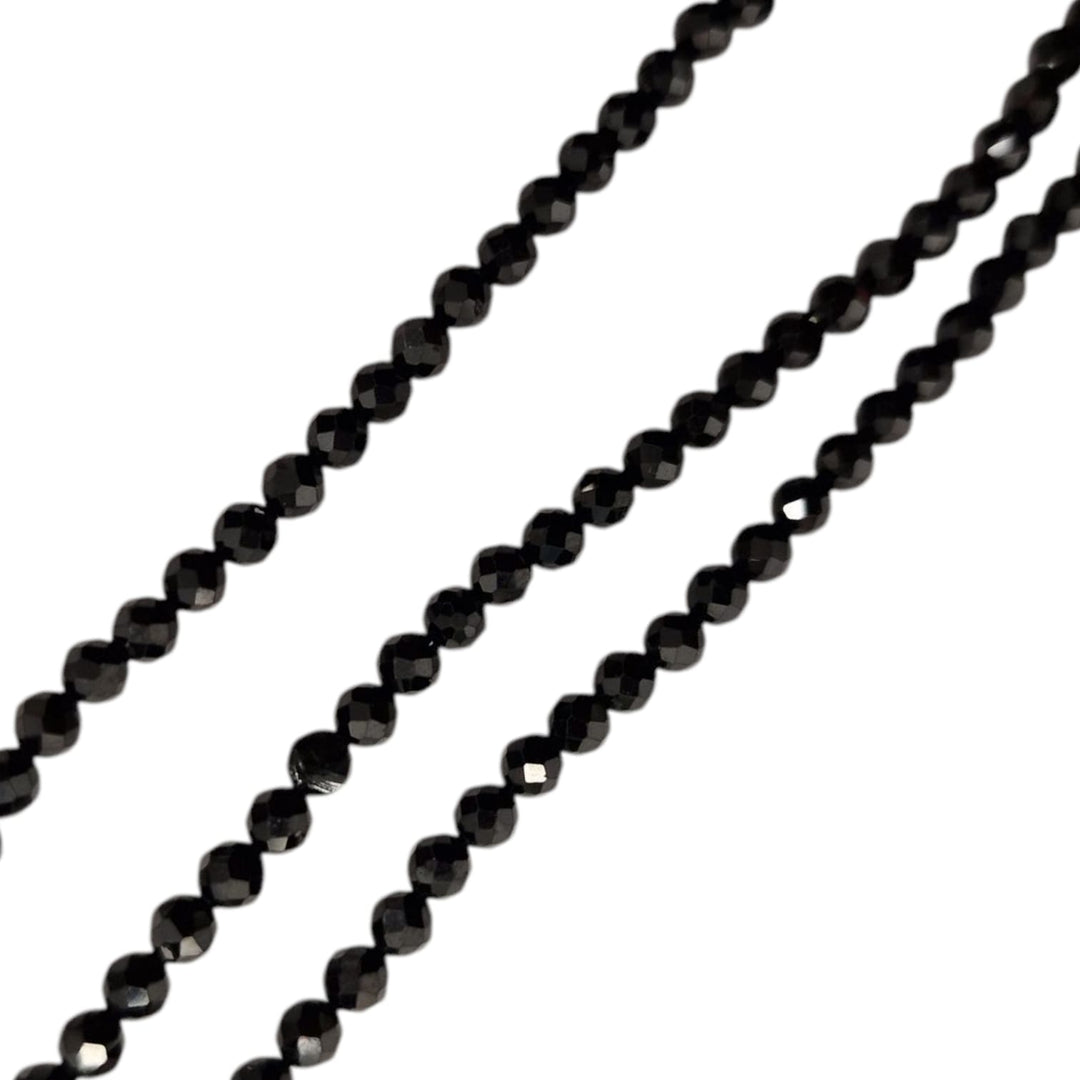 3mm Faceted Black Spinel Beads – Natural Black Gemstone Beads for Jewellery Making