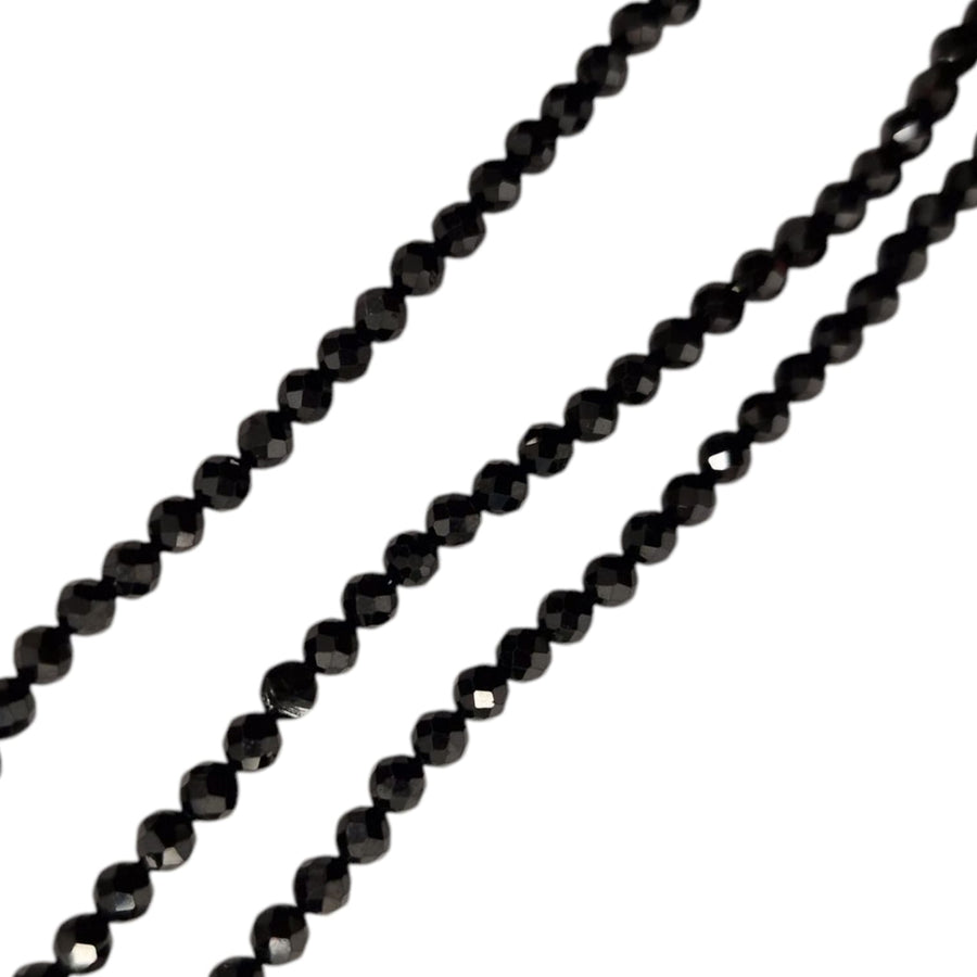 3mm Faceted Black Spinel Beads – Natural Black Gemstone Beads for Jewellery Making