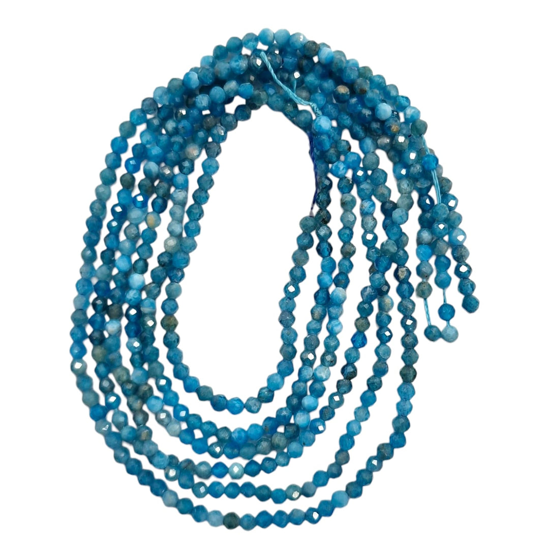 3mm Faceted Blue Apatite Beads – Natural Teal Blue Gemstone Beads for Jewellery Making