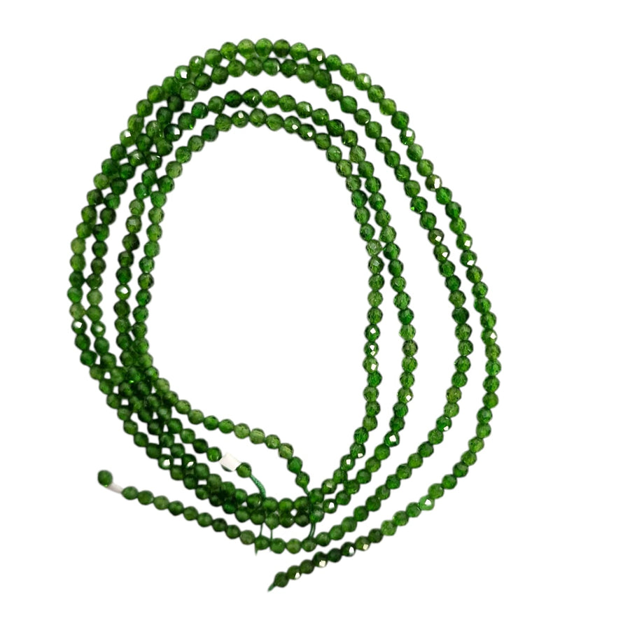 3mm Faceted Green Diopside Beads – Natural Deep Green Gemstone for Jewellery Making
