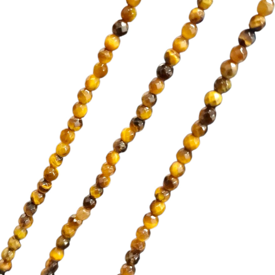3mm Faceted Gold Tiger’s Eye Beads – Natural Chatoyant Gemstone for Jewellery Making