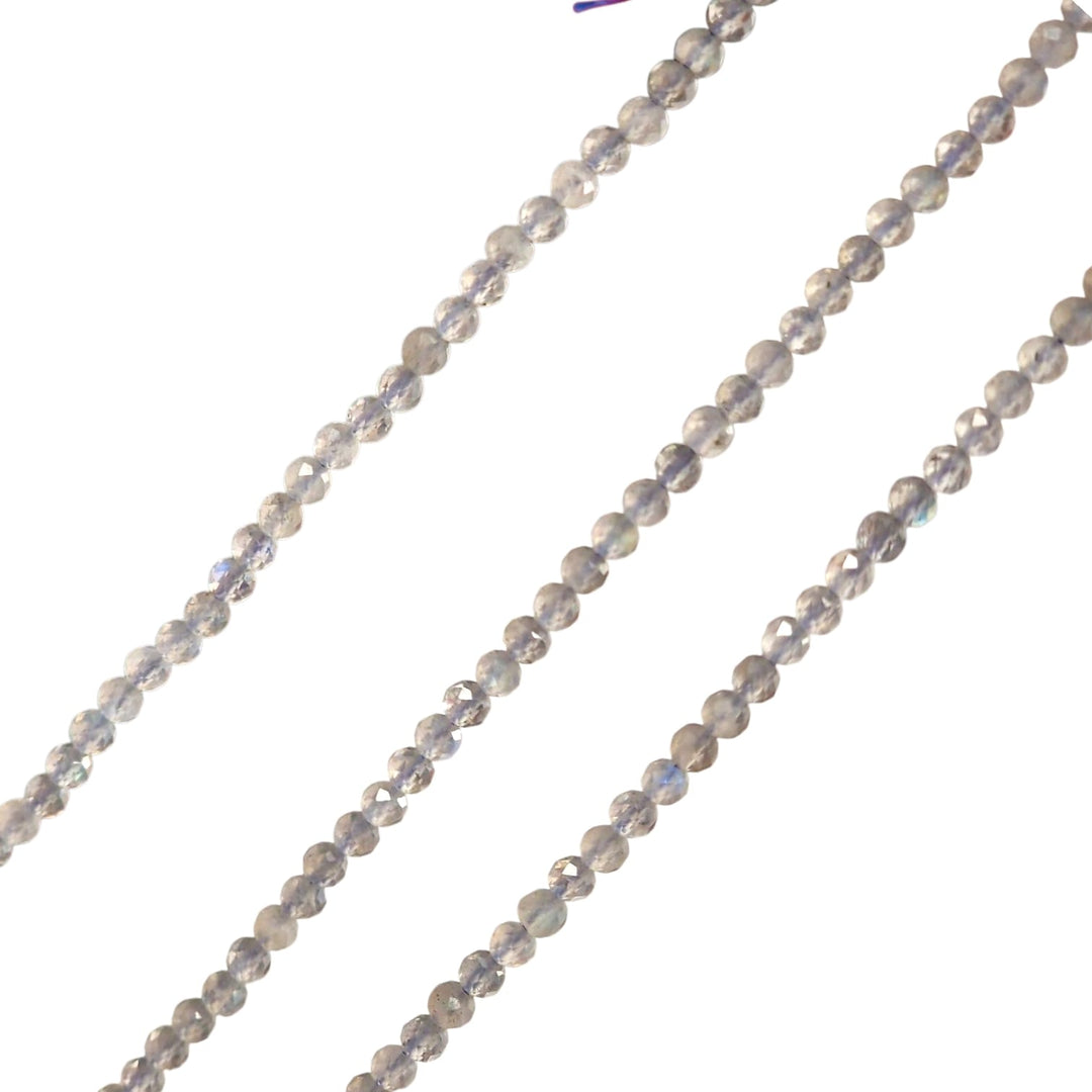 3mm Faceted Labradorite Beads – Natural Flashing Grey Gemstone for Jewellery Making