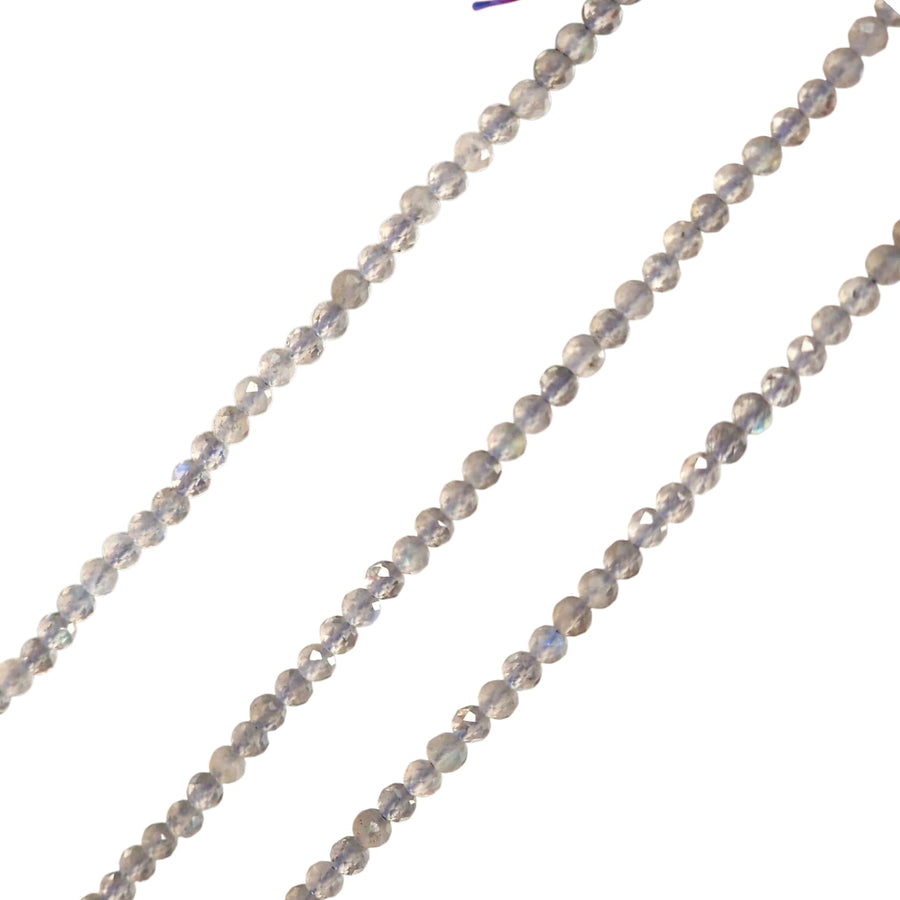 3mm Faceted Labradorite Beads – Natural Flashing Grey Gemstone for Jewellery Making